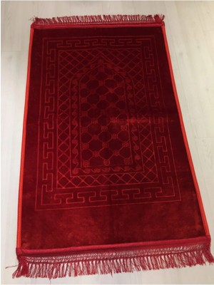 Kırmızı Lüks Kadife Peluş Seccade