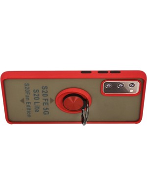 Derin Stok Galaxy S20 Fe Kılıf Montreal Yüzüklü Silikon Kapak - Kırmızı