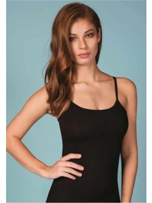 Berrak Kadın Siyah Likralı Pamuk Ip Askılı Atlet 2128