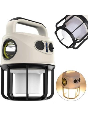 Derin Stok CH-22025 Çift Işıklı Kamp Lambası El Feneri Özellikli (Gün Işığı - Beyaz)