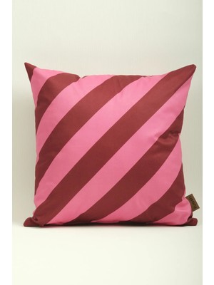 Mefaks Tekstil Çapraz Çizgili Babyface Kırlent Kılıfı 45X45 cm Gizli Fermuarlı Bordo