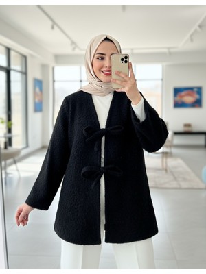 Modamorfo Önü Bağlamalı Sakallı Kimono -Siyah