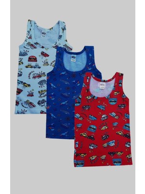 Gümüş Erkek Çocuk Desenli Atlet 3-4 Yaş 2num.