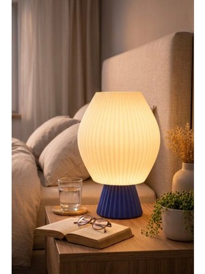 Neolab Lumina Fluted Masa Lambası Beyaz - Lacivert