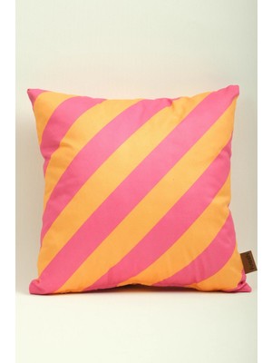 Mefaks Tekstil Çapraz Çizgili Babyface Kırlent Kılıfı 45X45 cm Gizli Fermuarlı Pembe – Hardal Sarısı