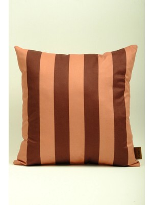 Mefaks Tekstil Modern Çizgili Babyface Kırlent Kılıfı 45X45 cm Gizli Fermuarlı Çikolata Kahve-Somon