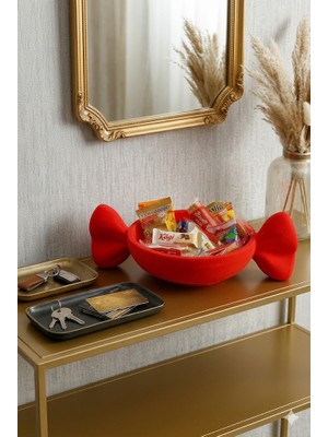 Helis Craft Bayram Özel Kırmızı Fiyonk Tasarım Dekoratif Şekerlik ve Hediyelik Sunum Kasesi