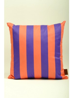 Mefaks Tekstil Modern Çizgili Babyface Kırlent Kılıfı 45X45 cm Gizli Fermuarlı Turuncu-Mor