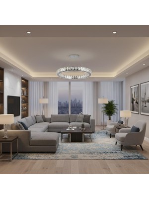 Elizim Home Lighting Kristal Uzaktan Kumandalı Krom Avize