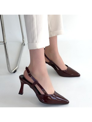 SEPET365 Hoost Bordo Rugan Topuklu Ayakkabı