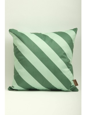 Mefaks Tekstil Çapraz Çizgili Babyface Kırlent Kılıfı 45X45 cm Gizli Fermuarlı Mint Yeşili - Koyu Yeşil