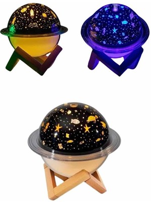 Derin Stok Aromaterapi Hava Nemlendirici Gece Lambası Uzay Model Satürn Oda Kokusu