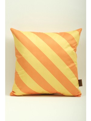 Mefaks Tekstil Çapraz Çizgili Babyface Kırlent Kılıfı 45X45 cm Gizli Fermuarlı Turuncu-Sarı