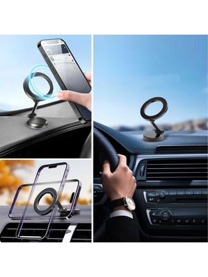 Tüm Telefonlarla Uyumlu Manyetik Araç Telefonu Tutacağı Katlanır 360 Derece Dönen Telefon Stan