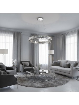 Elizim Home Lighting Kristal Uzaktan Kumandalı Krom Avize