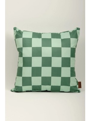 Mefaks Tekstil Kare Desenli Babyface Kırlent Kılıfı 45X45 cm Gizli Fermuarlı - Mint Yeşili