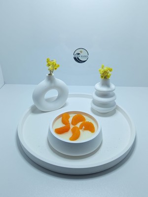 Deniz Kuzey Design Mandalina Kokulu Turuncu Mandalina Mum Seti - 4 Parça Taş Tozu Sunum Tepsili Obje Takımı