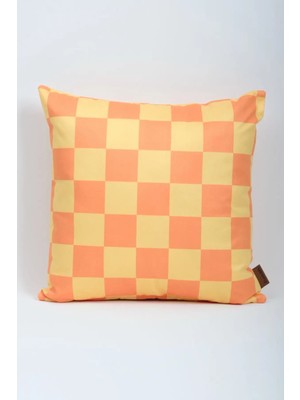 Mefaks Tekstil Kare Desenli Babyface Kırlent Kılıfı 45X45 cm Gizli Fermuarlı - Turuncu