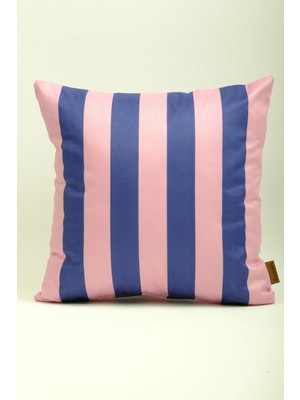 Mefaks Tekstil Modern Çizgili Babyface Kırlent Kılıfı 45X45 cm Gizli Fermuarlı Toz Pembe- Mavi