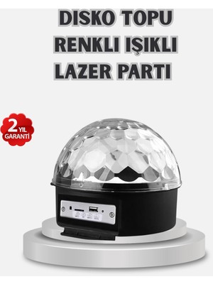 Net Damla LED Disko Küresi Bluetooth Hoparlörlü Ritimle Senkronize Döner Işıklı - Lisinya