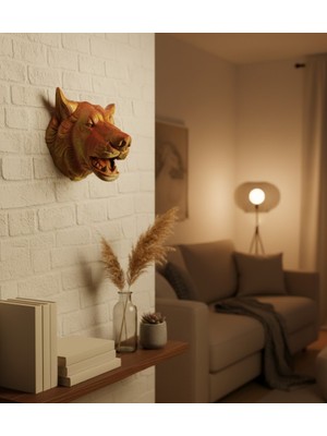 Net Damla Altın Kaplama Görünümlü Kurt Duvar Süsü - Lisinya