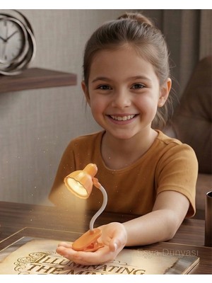 Eşya Dünyası Mandallı Kitap Okuma Işığı - 14 cm Esnek Gövdeli Dekoratif Turuncu Pilli Masa Lambası