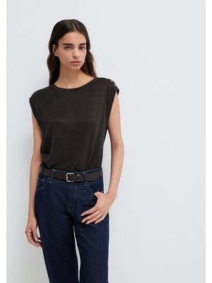 Mavi Omuz Detaylı Antrasit Tişört 1613951-70087