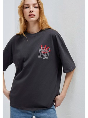 Mavi Sushi Baskılı Antrasit Tişört 1614006-70087