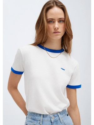 Mavi Miav Baskılı Ekru Tişört 1614089-70057