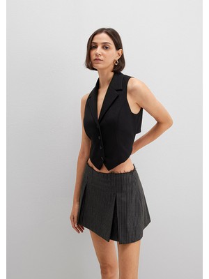 Mavi Yün Karışımlı Siyah Bluz 1211416-900