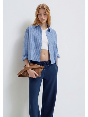 Mavi Ekose Mavi Crop Gömlek 1211401-83971