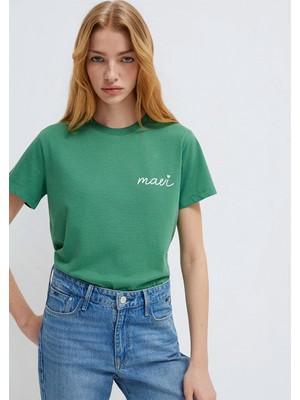 Mavi Mavi Logo Baskılı Yeşil Tişört 1612962-71881
