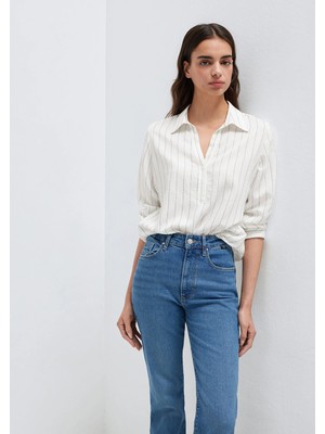 Mavi Çizgili Beyaz Bluz 1211427-83485