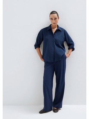 Mavi Beli Bağcıklı Lacivert Pantolon 1011153-70497