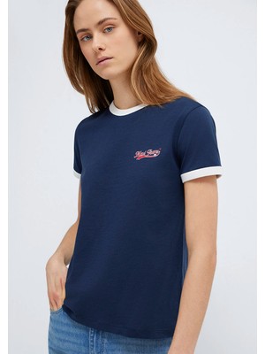 Mavi Mavi Logo Baskılı Lacivert Tişört 1613864-82318