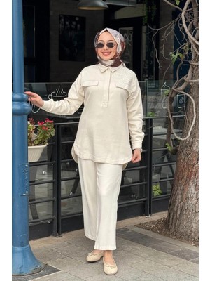 Kayra Pantolonlu Takım KY-B26-76005 Krem