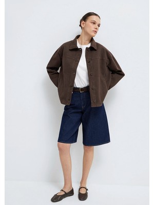 Mavi Cep Detaylı Kahverengi Gömlek 1211424-71603