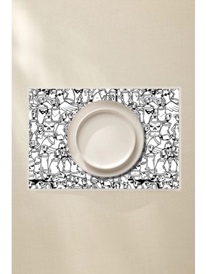 Graffiti Desenli Amerikan Servis 4’lü - Sprey Kutuları Temalı 42X30 Pvc Kaplamalı Silinebilir