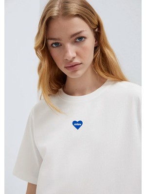 Mavi Miav Baskılı Ekru Tişört 1614093-70057