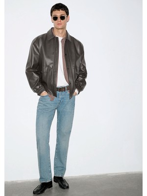 Mavi Kahverengi Suni Deri Ceket 0110796-70219