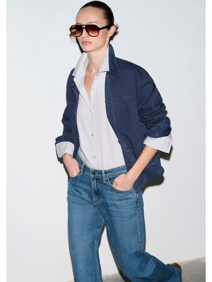 Mavi Cep Detaylı Lacivert Gömlek 1211424-70487