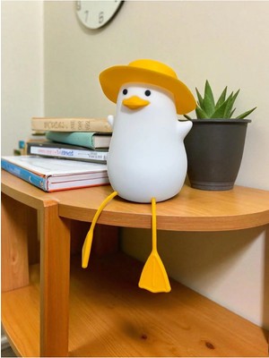 Ördek Figürlü Silikon Rgb Dokunmatik Gece Lambası USB Şarjlı Loş Işık Bebek Odası