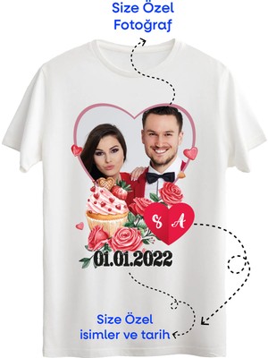 Bigohobi Sevgili ve Eşlere Özel Dijital Baskılı Unisex Tshirt, Günlük Kullanıma Uygun Pamuklu Regular Tshirt