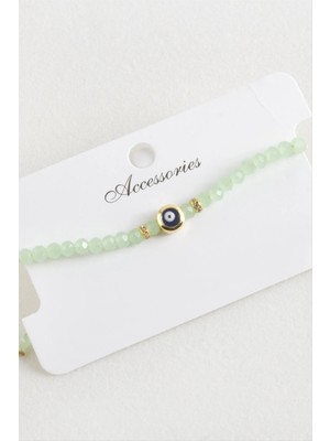 Nazar Kristal Makrome Ip Bileklik 6 mm Nemere