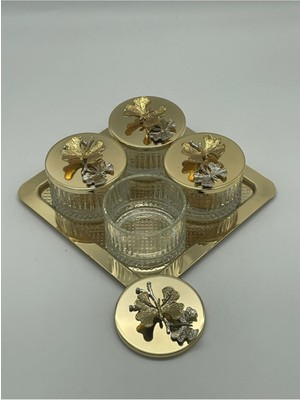 Şık 4’lü Cam Kase Seti, Çok Amaçlı Kare Tepsiyle Kullanım Keyfi