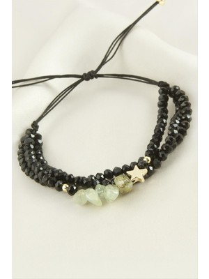 3'lü Kırık Doğaltaş Kristal Zincirli Bileklik Nemere