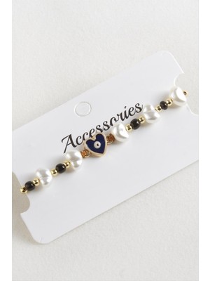 Kalp Boncuk Inci Makrome Ip Bileklik Nemere