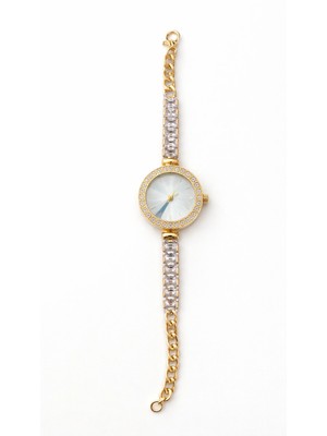Gold Renkli Taş Detaylı Şık Kadın Saat