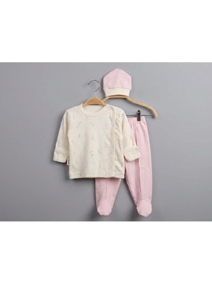 Babycan - Kız  Çiçekli 3 Lü Hastane Çıkış Zıbın Seti