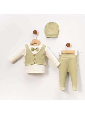 Babycan - Erkek  Yelekli 3 Lü Hastane Çıkış Zıbın Seti